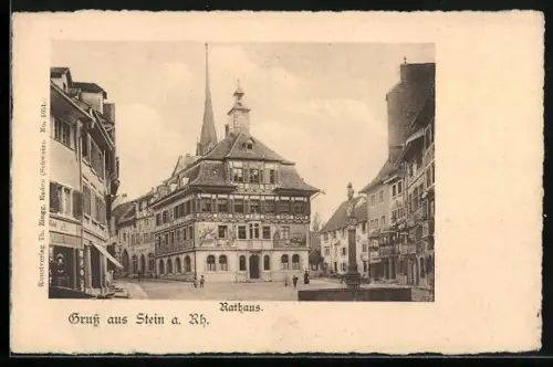 AK Stein am Rhein, Rathaus mit Brunnen