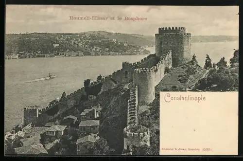 AK Constantinople, Roumeli-Hissar, Burg über der Bucht