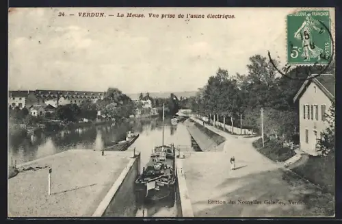 AK Verdun, La Meuse, Vue prise de l`usine électrique