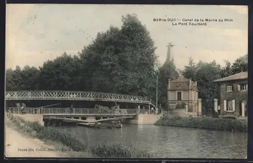 AK Bar-le-Duc, Canal de la Marne au Rhin, Le Pont Tournant