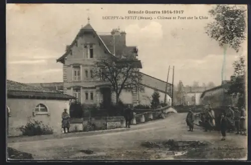 AK Louppy-le-Petit, Chateau et Pont su la Chée, Grande Guerre 1914-1917