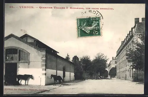 AK Verdun, Quartier Villars 3 Hussards, vue prise Derriere