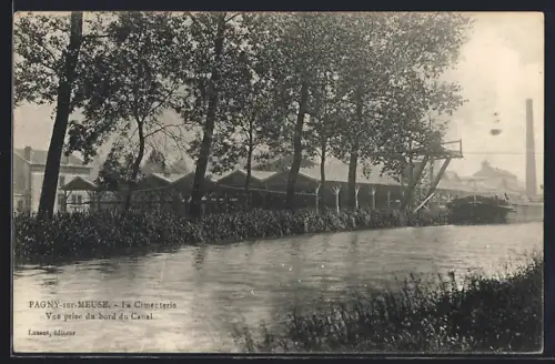 AK Pagny-sur-Meuse, La Cimenterie, Vue prise du bord du Canal
