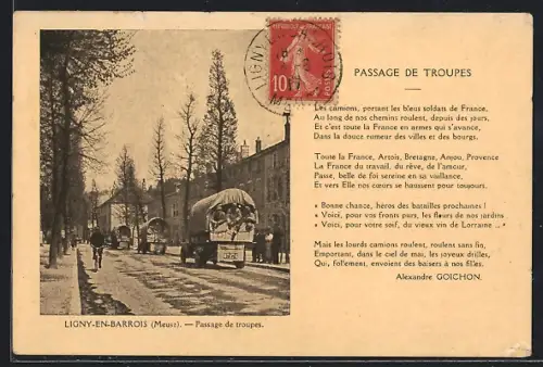 AK Ligny-en-Barrois, Passage de Troupes