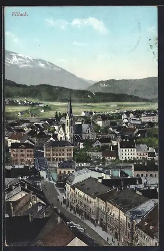 AK Villach, Teilansicht mit Blick ins Land