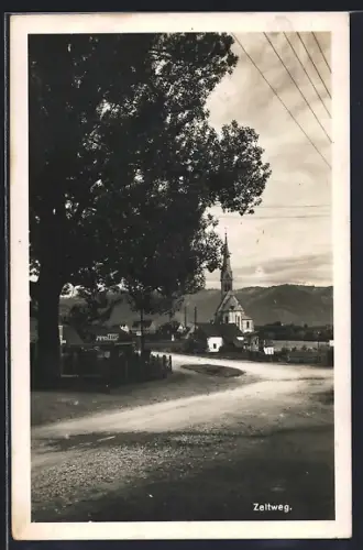 AK Zeltweg, Strassenansicht mit Blick auf die Kirche