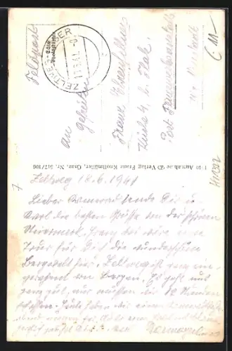 AK Zeltweg, Strassenansicht mit Blick auf die Kirche