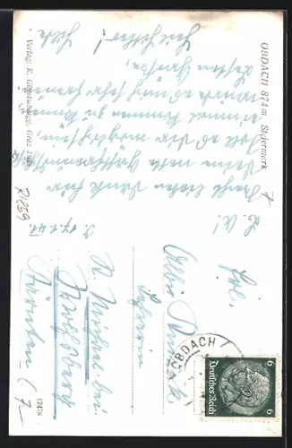 AK Obdach, Ortsansicht im Winter