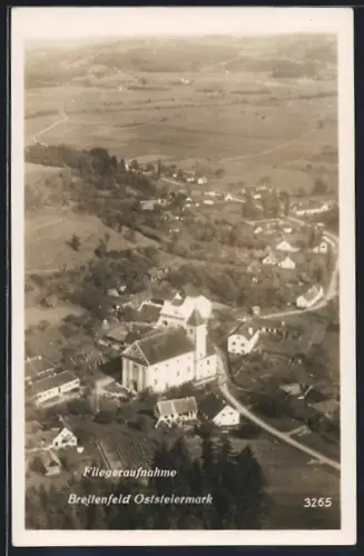 AK Breitenfeld an der Rittschein, Fliegeraufnahme mit Kirche