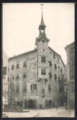 AK Schwaz, Strassenpartie mit Geschäften