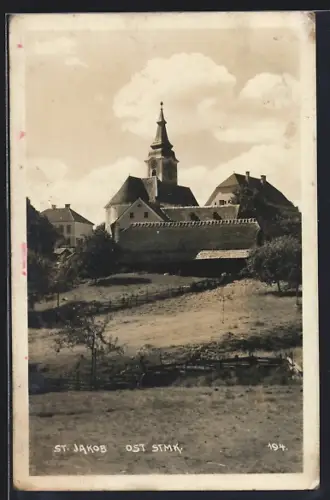 AK St. Jakob im Walde, Ortsansicht mit der Kirche