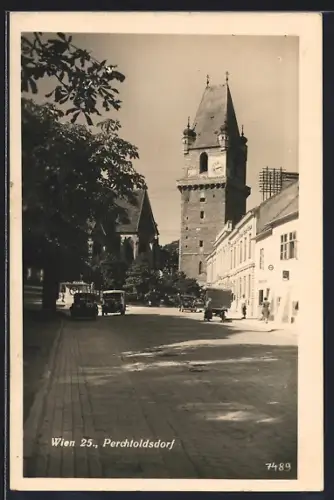 AK Perchtoldsdorf, Strassenpartie mit Kirche