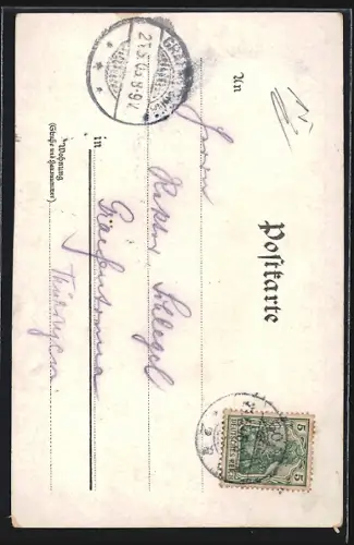 Lithographie Nesselberg, Ansicht mit Hirschen