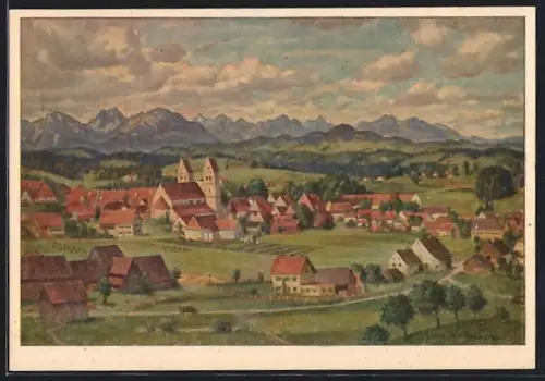 Künstler-AK Steingaden / Obb., Festpostkarte zur 800 Jahrfeier der Stadt 1947