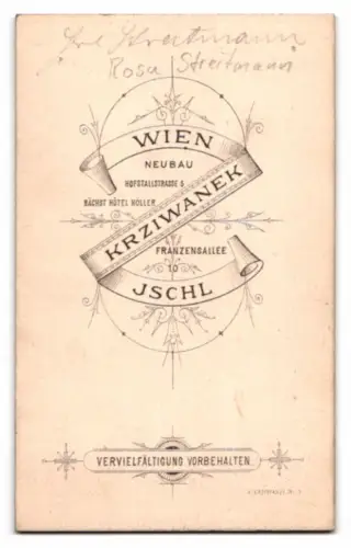 Fotografie Krziwanek, Wien, Hofstallstrasse 5, österr. Schauspielerin Rosa Streitmann im taillierten Kleid