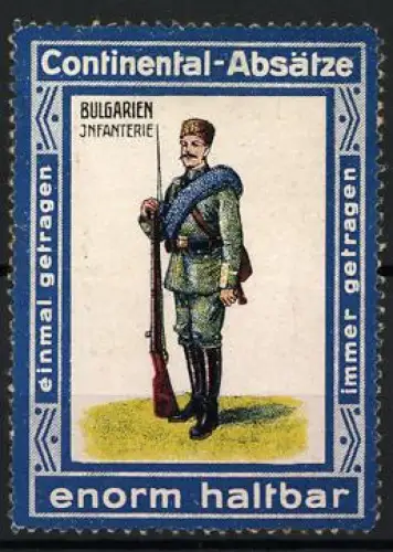 Reklamemarke Bulgarien, Continental-Absätze, Infanterist mit Gewehr