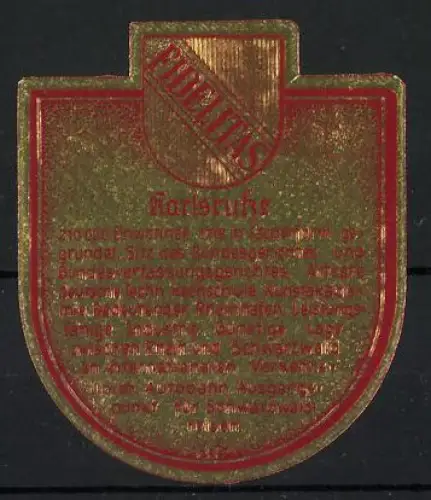 Reklamemarke Karlsruhe, Fidelitas, Wappen mit Schriftzug