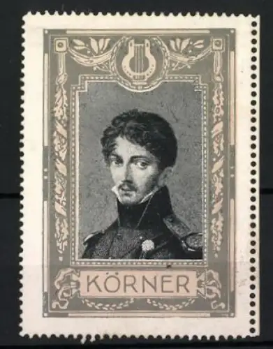 Reklamemarke Theodor Körner, Porträt des Freiheitskämpfers & Dichters