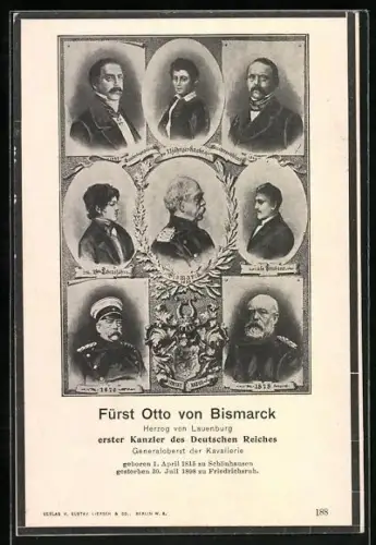AK Portraits von Fürst Otto von Bismarck erster Kanzler des Deutschen Reiches