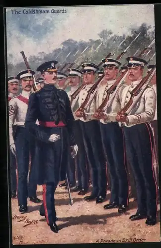Künstler-AK Harry Payne: The Coldstream Guards, a Parade in Drill Order