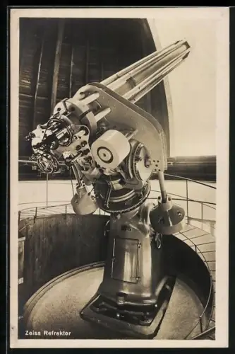 AK München, Deutsches Museum, Zeiss Refraktor bei geöffneter Kuppel