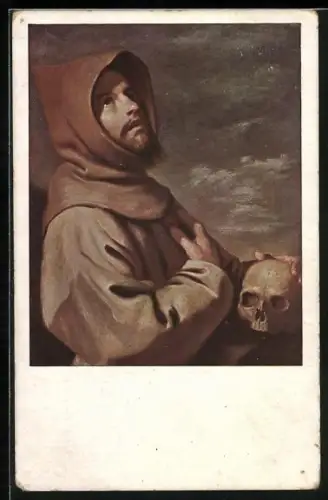 AK Hl. Franz von Assisi blickt fragend zum Himmel, Schutzpatron