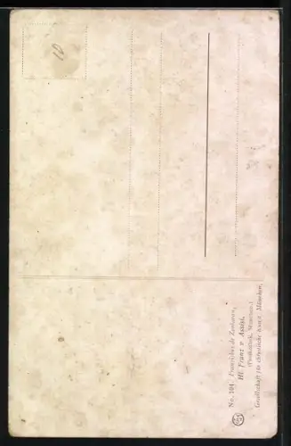 AK Hl. Franz von Assisi blickt fragend zum Himmel, Schutzpatron