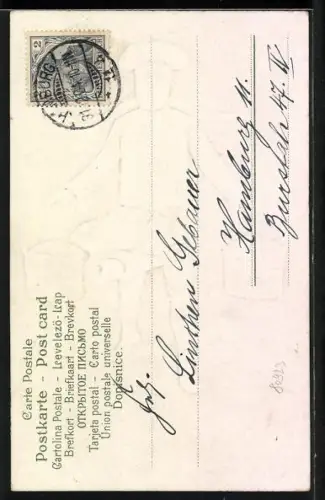 AK Bäckerjunge trägt zwei Körbe, Prosit Neujahr