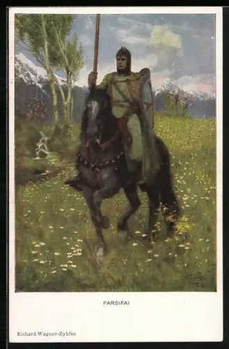 AK Parsival reitet über eine blühende Aue