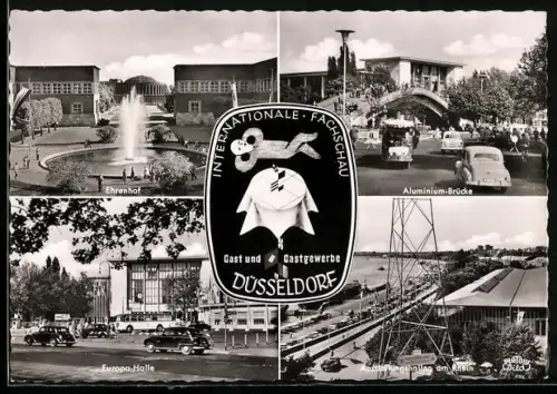 AK Düsseldorf, Internationale Fachschau Gast und Gastgewerbe, Ehrenhof, Europa-Halle, Ausstellung