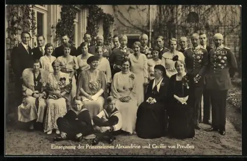 AK Einsegnung der Prinzessinnen Alexandrine u. Cecilie von Preussen, Gruppenbild