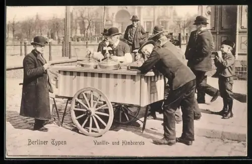AK Berlin, Berliner Typen, Mann verkauft Vanille- und Himbeereis