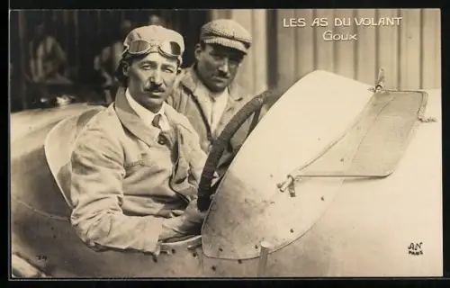 AK Rennfahrer Jules Goux im Cockpit
