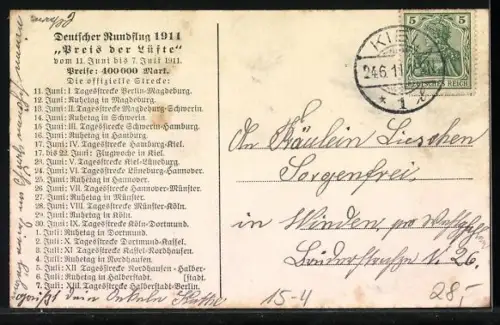 AK Deutscher Rundflug 1911, Preis der Lüfte, Flugzeuge