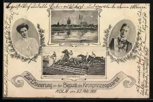 AK Köln, Besuch des Kronprinzenpaares am 25. Mai 1908