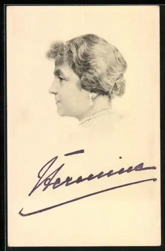 AK Kaiserin Hermine mit Stempel-Autograph