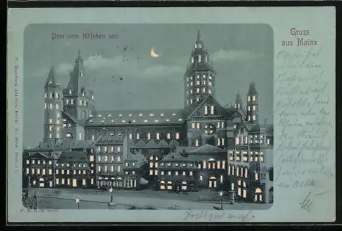 AK Mainz, Dom vom Höfchen aus, Halt gegen das Licht