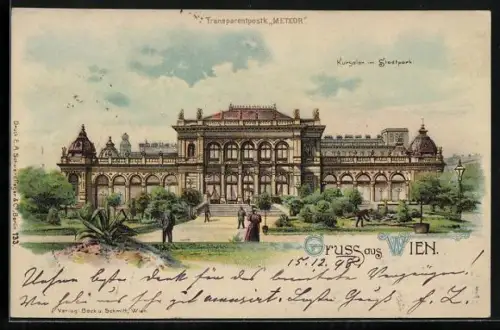 Lithographie Wien, Kursalon im Stadtpark, Halt gegen das Licht