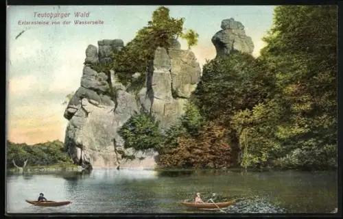 AK Externsteine /Teutoburger Wald, Ortsansicht von der Wasserseite