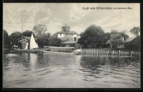 AK Wilhelmstein im Steinhuder Meer, Ortsansicht vom Wasser aus
