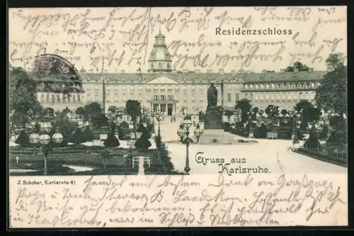 AK Karlsruhe, Blick zum Residenzschloss