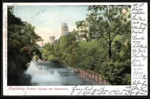 AK Augsburg, Unterer Graben mit Sternwarte