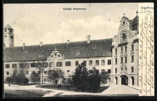 AK Augsburg, Königl. Regierung aus der Vogelschau