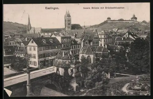AK Esslingen / Neckar, Innere Brücke mit Kapelle u. Brückenhäuschen