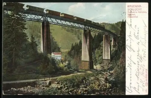 AK Höllsteig, Ravennaschlucht, Viadukt mit Eisenbahn
