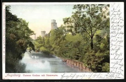 AK Augsburg, Unterer Graben mit Sternwarte
