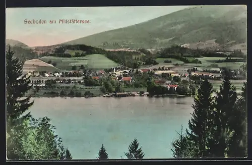 AK Seeboden am Millstättersee, Teilansicht mit Bäumen