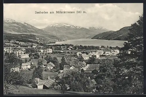 AK Seeboden am Millstättersee, Teilansicht mit Bergen