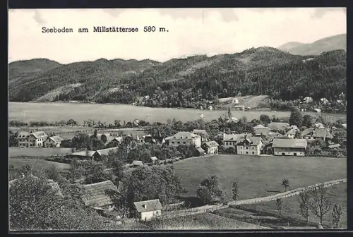 AK Seeboden am Millstättersee, Teilansicht mit Bergen