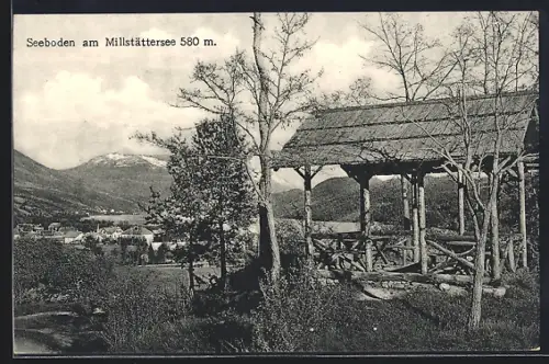 AK Seeboden am Millstättersee, Ortspartie mit Pavillon